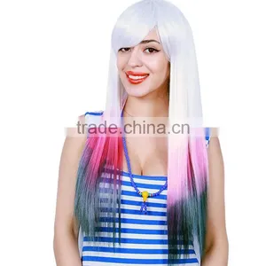 Women Cosplay Colorful Long Hair Wigs Lace Front Wig For Party Funny Female Wigs For Halloween thumbnail-2