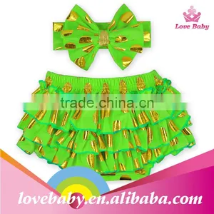 Wholesale Bloomers Baby Shorts Golden Polka Dot Bloomer Sets With Hairband thumbnail-5