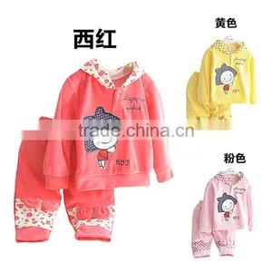 Cheap Cotton Polyester High Quality Casual Girl Clothes Sets Sweet Kids Clothes Children Velvet Clothing thumbnail-1