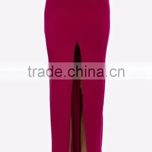 Sexy Latest Long Skirt Design Skirt Ladies Center Slit Maxi Skirt thumbnail-6