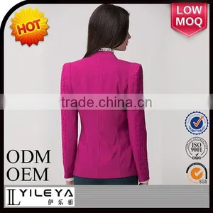 2014 Latest Design Crochet Lace Patchwork Women Business Suit Coat thumbnail-3