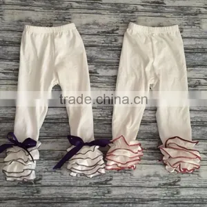 Wholesale Icing Pants Cotton Many Ruffle Solid Color Pants Children Clothes thumbnail-1
