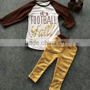 Baby Girl Party Dress Children Frocks Designs Girl's Latest Boutique Suit of Football Design thumbnail-1