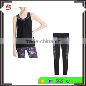 2017 Custom High Quality Floral Printing Yoga Clothing Sets for Women thumbnail-1
