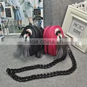 Hot Sales Monster Leather Small Key Bag Key Holder Wallet With Mink Fur thumbnail-4