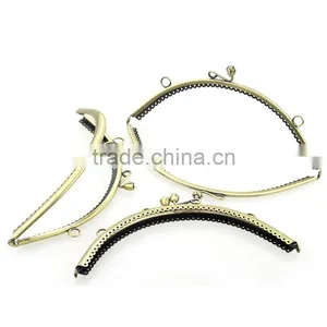 Antique Bronze Rose Flower Pattern Rhinestone Metal Frame Kiss Clasp Arch For Purse Bag thumbnail-2