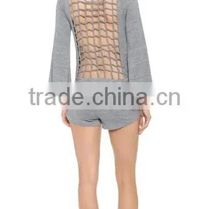 Open Knot Back Sexy Short Rompers Jumpsuits for Women thumbnail-3