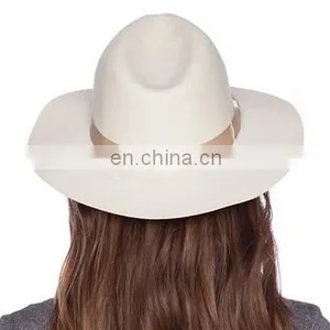 2015 Hot Fashion Women Bowknot Ribbon Blank Cream Felt Hat thumbnail-3