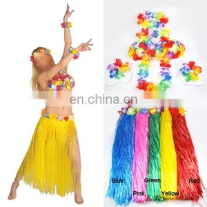 Different Colors Hula Skirt Sexy Hawaiian Costumes With Flower Garland GT2067 thumbnail-1