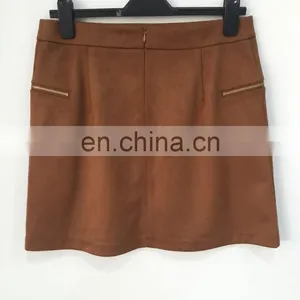 The New Spring and Summer 2017 Composite Faux Suede Zipper Skirts thumbnail-2