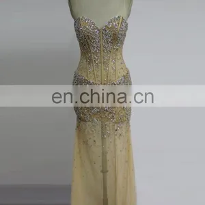 Latest Made in China Beaded Sexy Split Factory Wholesale Evening Dress thumbnail-3