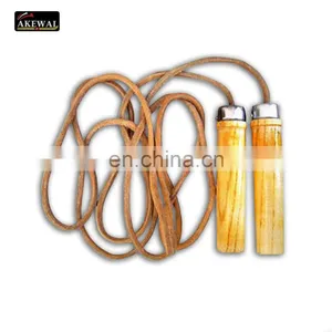 Leather Jump Rope In Wooden Handles thumbnail-1
