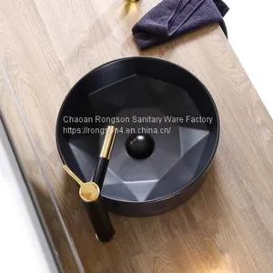 Latest Design Bathroom Ceramics Art Oval Wash Basin Outdoor Low Price Counter Top Popular Special no Hole Sink for Sale thumbnail-2