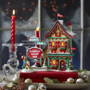 X\'mas LED Lights Christmas House Customized European-style Creative Christmas Decoration House LED Night Light Simulation Cookie House Resin Crafts Decoration thumbnail-2