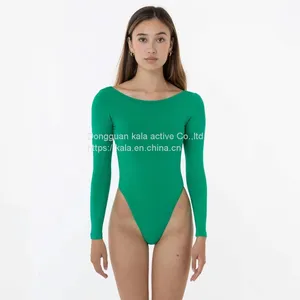 Girl's Dancewear Unitards Long Sleeve Boatneck Dance Bodysuit thumbnail-5