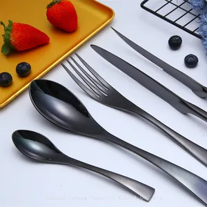 Restaurant Stainless Steel Cutlery 304 Black Plated Polishing Flatware Set thumbnail-3