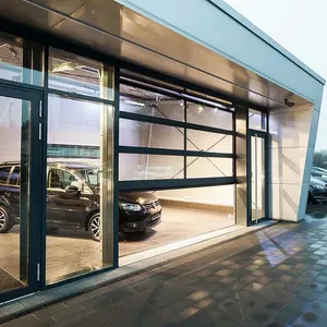 Modern Automatic Aluminum Tempered Glass Garage Door Commercial Sectional Overhead Remote for Villas Factory Direct thumbnail-5
