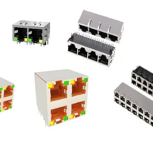 HR915200AE， Hanrun Replacement -2-port Ethernet Socket - Built in 100Mbps Transformer - With LED and Spring Clip thumbnail-1
