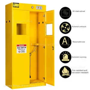 Heavy-Duty Steel Gas Cylinder Cabinet for Toxic Gases: Internal Securing Chains, and Adjustable Pedal for University and Corporate R&D Labs. thumbnail-1