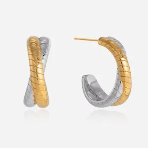 Non-Tarnish 18K Gold Plated Earrings - Stainless Steel Fashion Jewelry for Women thumbnail-1