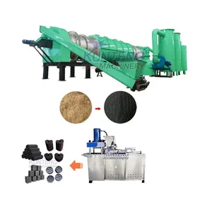 Full Set Coconut Shell Rice Husk Carbonizer Charcoal Compressor Machine for Making Hookah Charcoal EPC thumbnail-1
