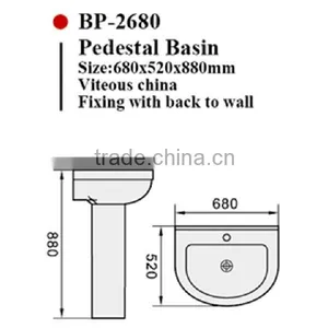 BP-2680 Modern Bathroom Design, Quality Pedestal Sink, Bathroom Ceramic Hand Wash Sink Bash Bowl thumbnail-2