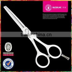 White Teflon Coating Convex-edge Stainless Steel Barber Scissors R8RT White Reverse Blade Hair Thinning Scissor thumbnail-1