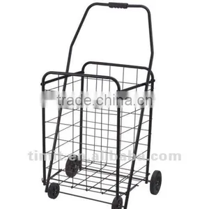 Simple Design Practical Iron 4 Wheels Foldable Black Shopping Trolley Cart thumbnail-1