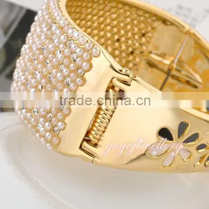 Womens 2015 Jewellery 18k Yellow Gold Plated Pearl Bangle thumbnail-5