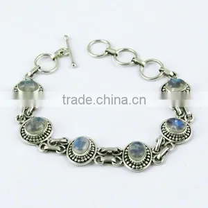 Rainbow Moonstone 925 Sterling Silver Bracelet thumbnail-1
