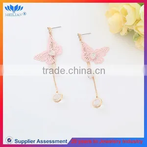Fashion Colorful Butterfly Charm Tassel Crystal Drop Earrings for Women Wholesale thumbnail-4