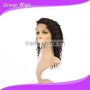 Human Hair Front Lace Wig, Deep Wave,14", Natural Color thumbnail-2