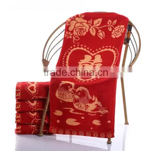 Chinese Element 100% Cotton Red Towel for Wedding thumbnail-2
