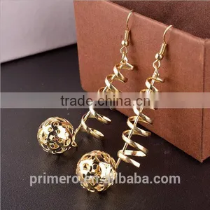 New Models Fashion Jewelry Spiral Gold Hollow Pellet Dangle Drop Earring thumbnail-3