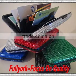 Rhinestone Bling Aluminum Aluma Wallet As Seen On TV Diamante Bling Aluminum Credit Card Wallet Holder thumbnail-6