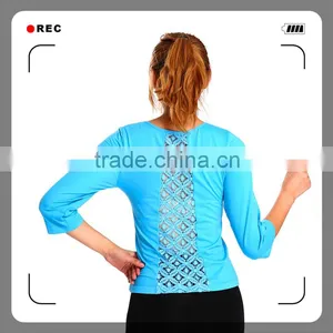 Factory Provide Latest Design Custom Seamless Long Sleeve T-shirts With Lace thumbnail-2