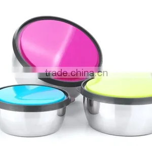 Stainless Steel Metal Rice Mixing Bowl With Silicone Lid thumbnail-3