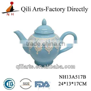 Delicate Ceramic Teapot Glazed Blue thumbnail-1