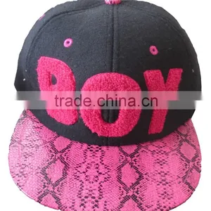 Terry Embroidery Fake Leather Brim Fashion Flat Brim Hat,design Snapback Cap thumbnail-1