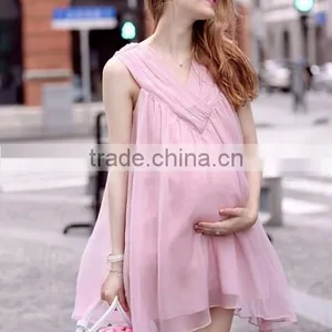 D73014h 2016 Summer Europe Fashion Maternity Dress Wholesale Maternity Clothes Chiffon Maternity Wear thumbnail-1