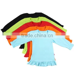 Wholesale 2016 Hot Sale Baby Girl Pure Color Baby Shirt Top Cotton Ruffle Pure Color Baby Shirt thumbnail-1
