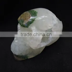Hot Sale Natural Crystal Delicated Amethyst Skull With Geode All by Hand Carved thumbnail-4