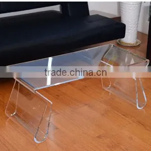 HomCom 38" Modern Acrylic Coffee Table thumbnail-1