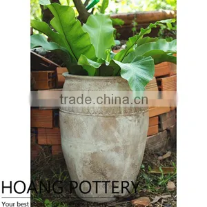 Round Terracotta Flower Planter Outdoor - Vietnamese Red Clay Pots thumbnail-1