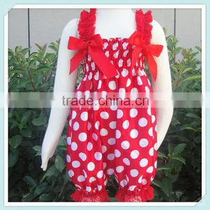 Baby Wholesale Satin Petti Bubble Knickers Princess Romper Red With White Polka Dots Satin Romper Kids Petti Romper thumbnail-1