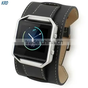 High Quality Cuff Bracelet Watchband Leather Strap For Fitbit Blaze Smart Watch thumbnail-2