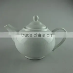 Stocked White Round Ceramic Tea Pot, Coffee Pot thumbnail-1