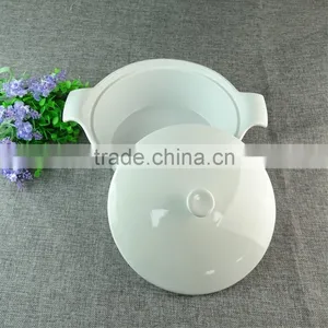 Stocked White Serveware Porcelain Serving Soup Tureen With Ceramic Lid and Heat Resistance Handles Cooking Tureen for Home Use thumbnail-2