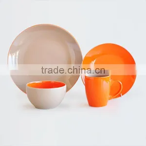 16pcs Ceramic Dinnerware Set With Two Tone Solid Color thumbnail-1