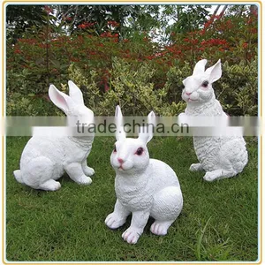 Customized 2016 Christmas Garden Decor Life Like Poly Stone White Rabbit Statue thumbnail-4